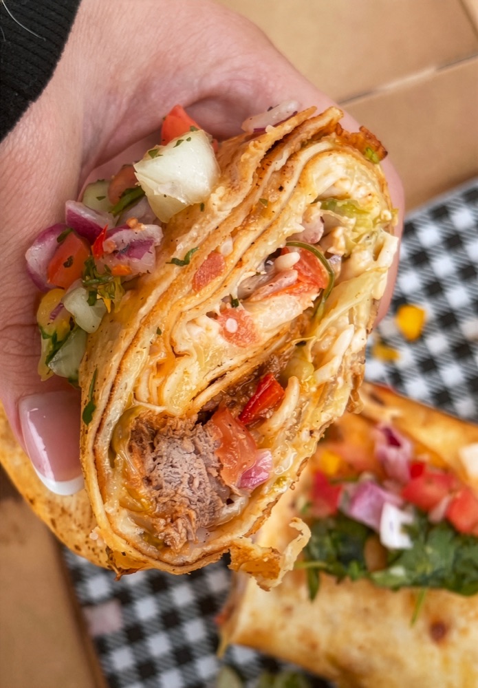 Birria burrito with consomé